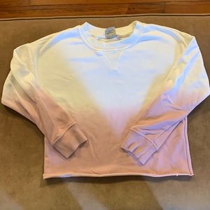 For All Seasons by Paper Crane - ombré white/pink cropped sweatshirt - Girls 12
